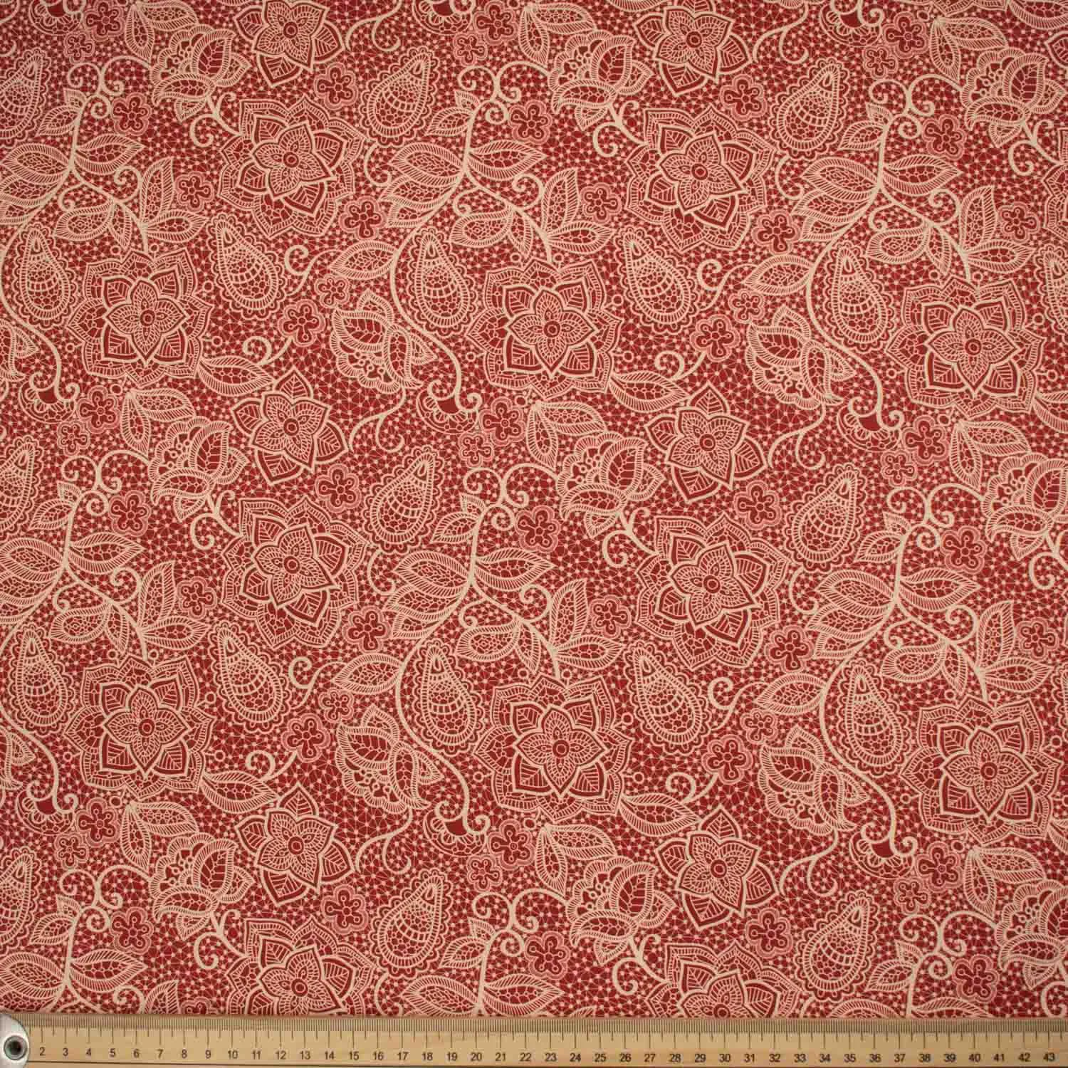 Provence Collection #18 Floral Lace on Red Cotton Prints