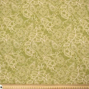 Provence Collection #20 Floral Lace on Mustard Green Cotton Prints