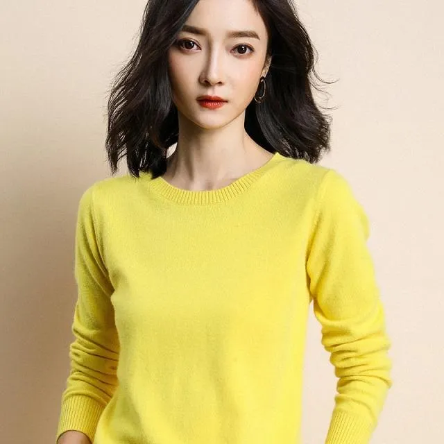 Pure Colors Knitted Cashmere Wool Sweater Pullovers