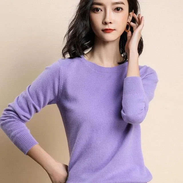 Pure Colors Knitted Cashmere Wool Sweater Pullovers