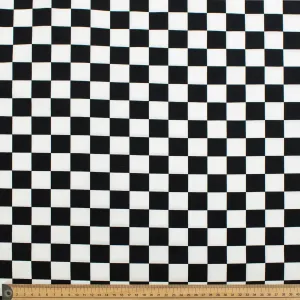 Racing Checkered Black & White Flag Cotton Print