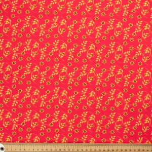 Ruby Red Collection #14 Yellow Leaves & Floral on Red Cotton Prints