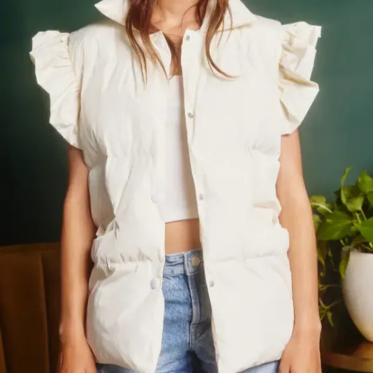 Ruffle Some Feathers Short Sleeve Puffer Vest