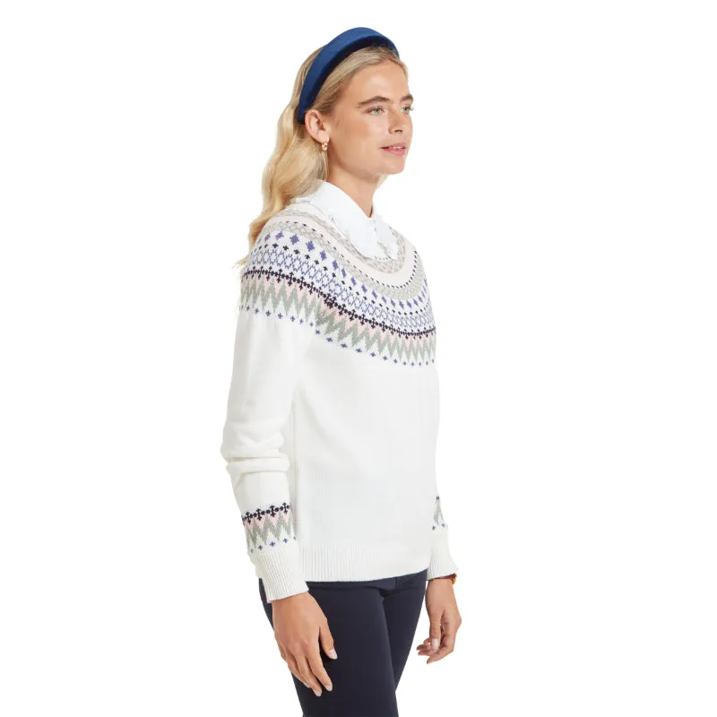 Schoffel Shetland Fairisle Ladies Jumper - Blush/Arctic Fairisle