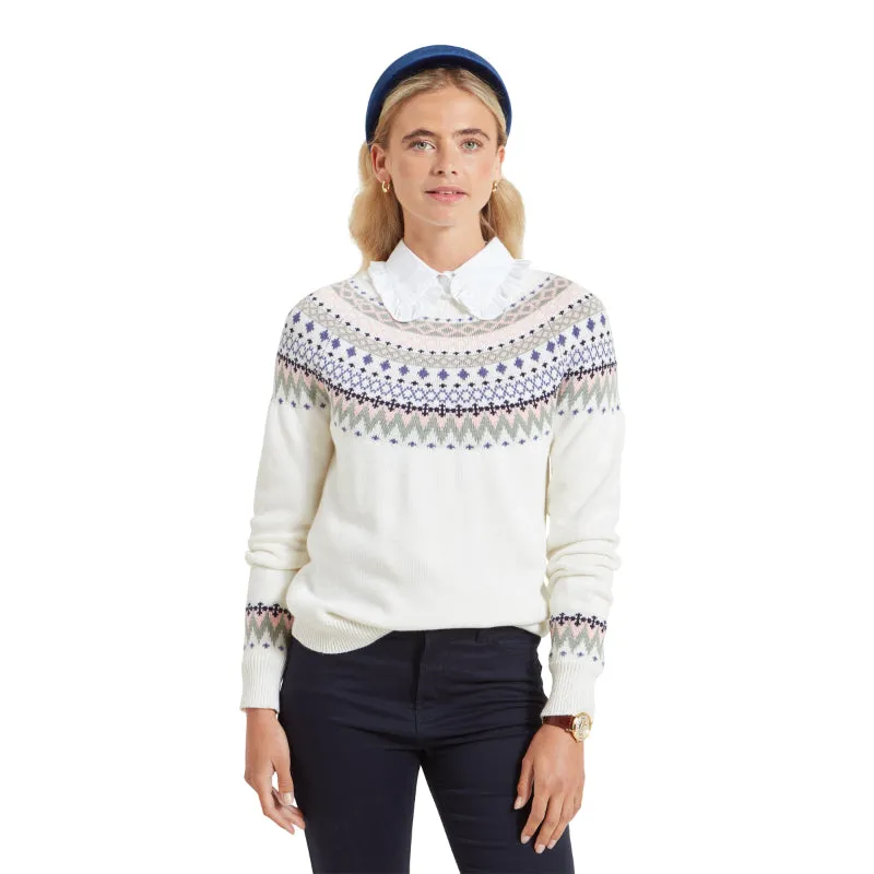 Schoffel Shetland Fairisle Ladies Jumper - Blush/Arctic Fairisle