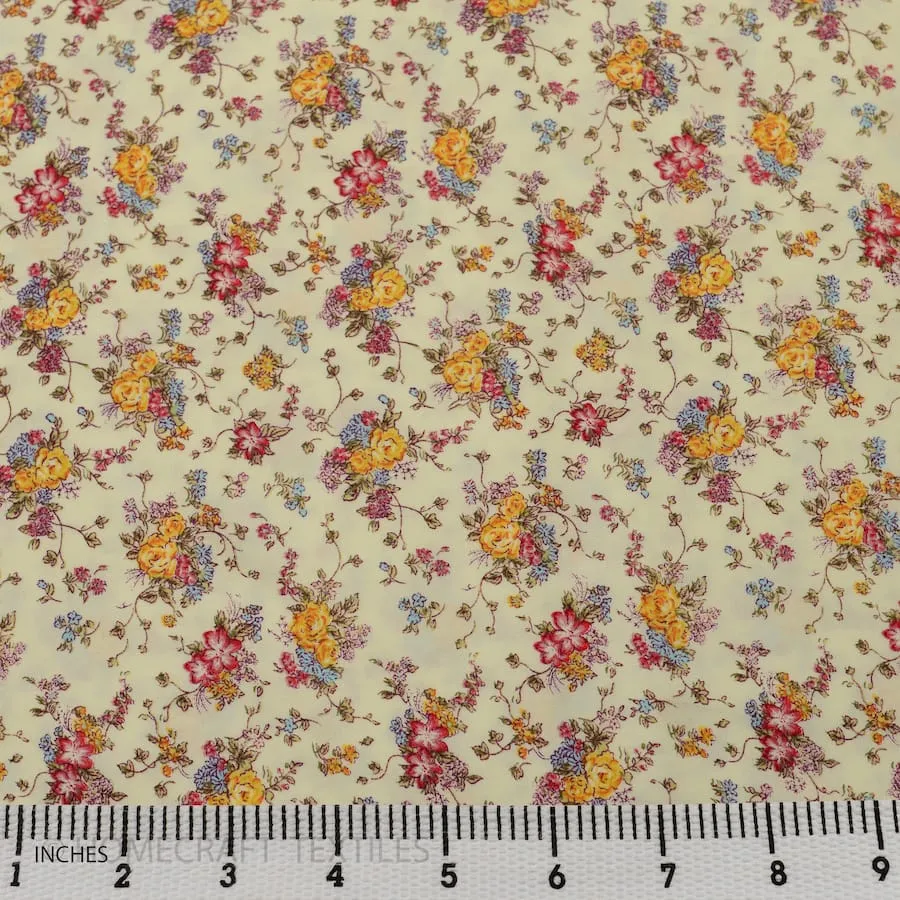 Soft Pale Vintage Floral Cotton Print