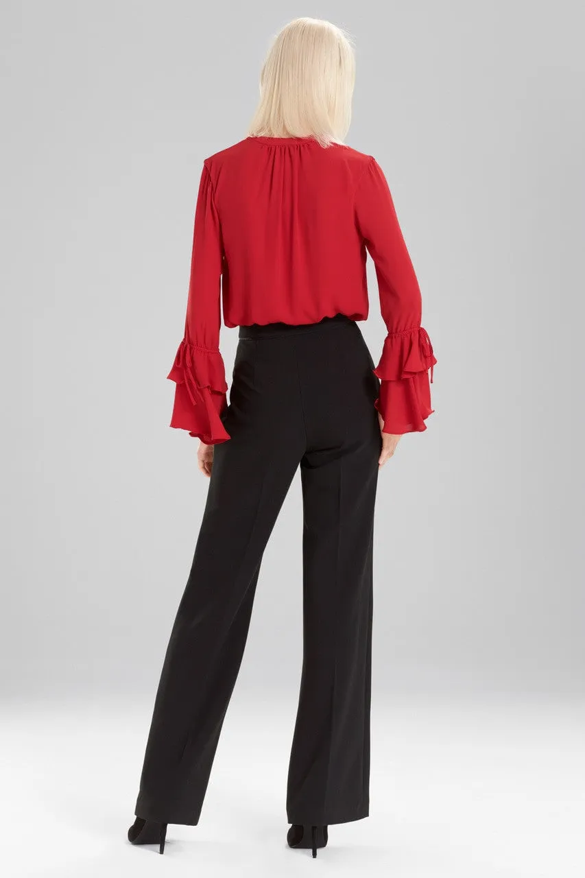 Solid Silky Soft Ruffle Sleeve Top