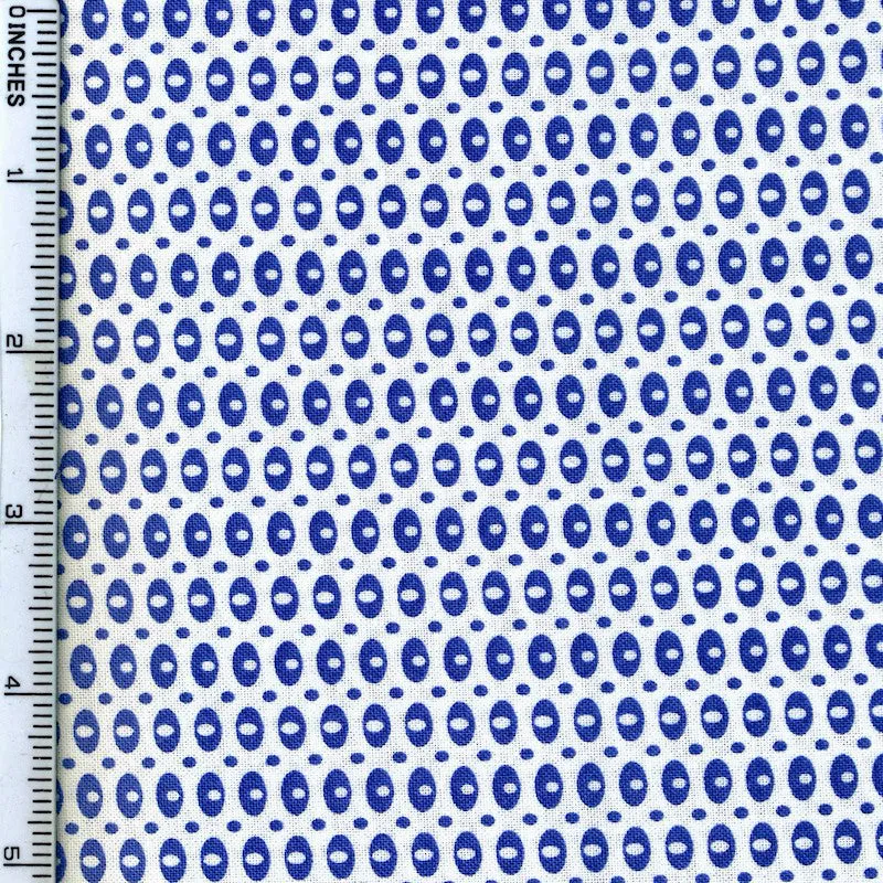 Stof Fabrics Dot Mania-9 Blue on White Cotton Prints