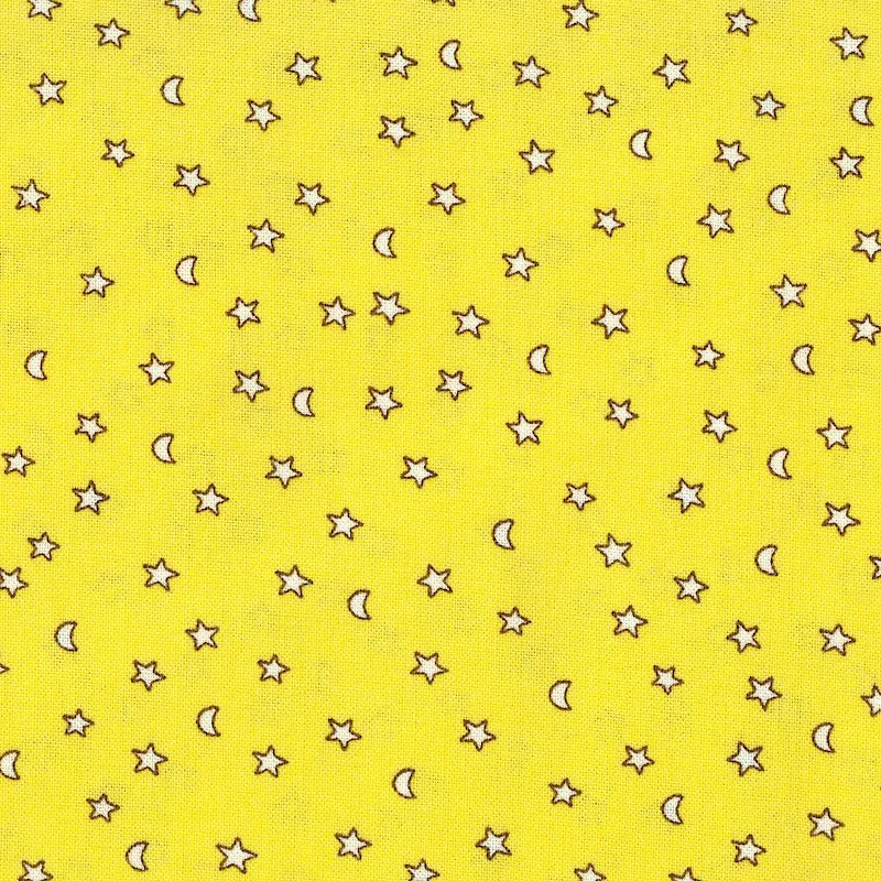 Stof Fabrics Memory Mass Yellow Moon Stars Cotton Prints