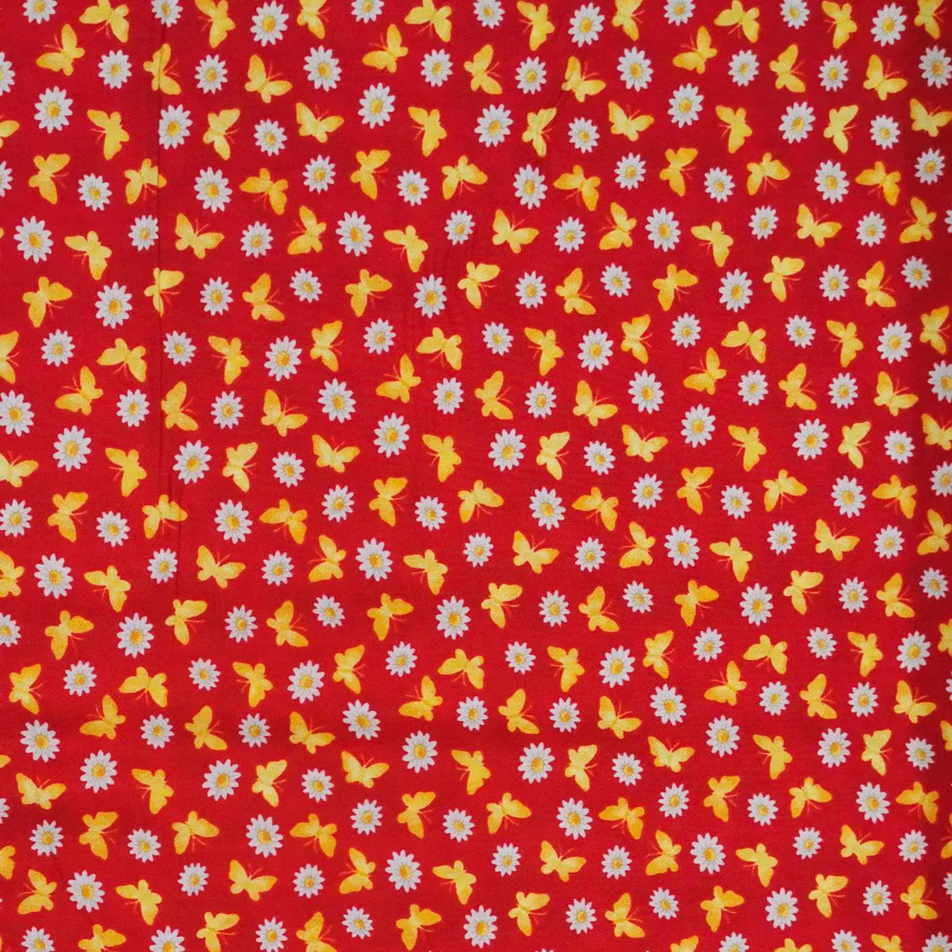 Stof Fabrics Thomsen Bears Floral & Butterfly on Red Cotton Prints