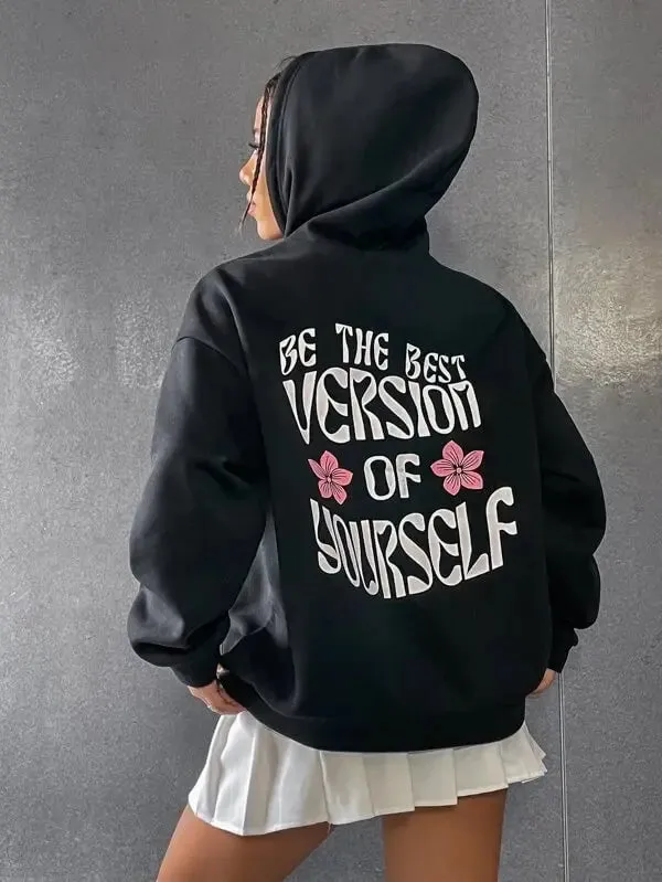 SXV  'Be The Best Version Of Yourself’ Printed Cool Aesthetic Sweatshirt Hoodie