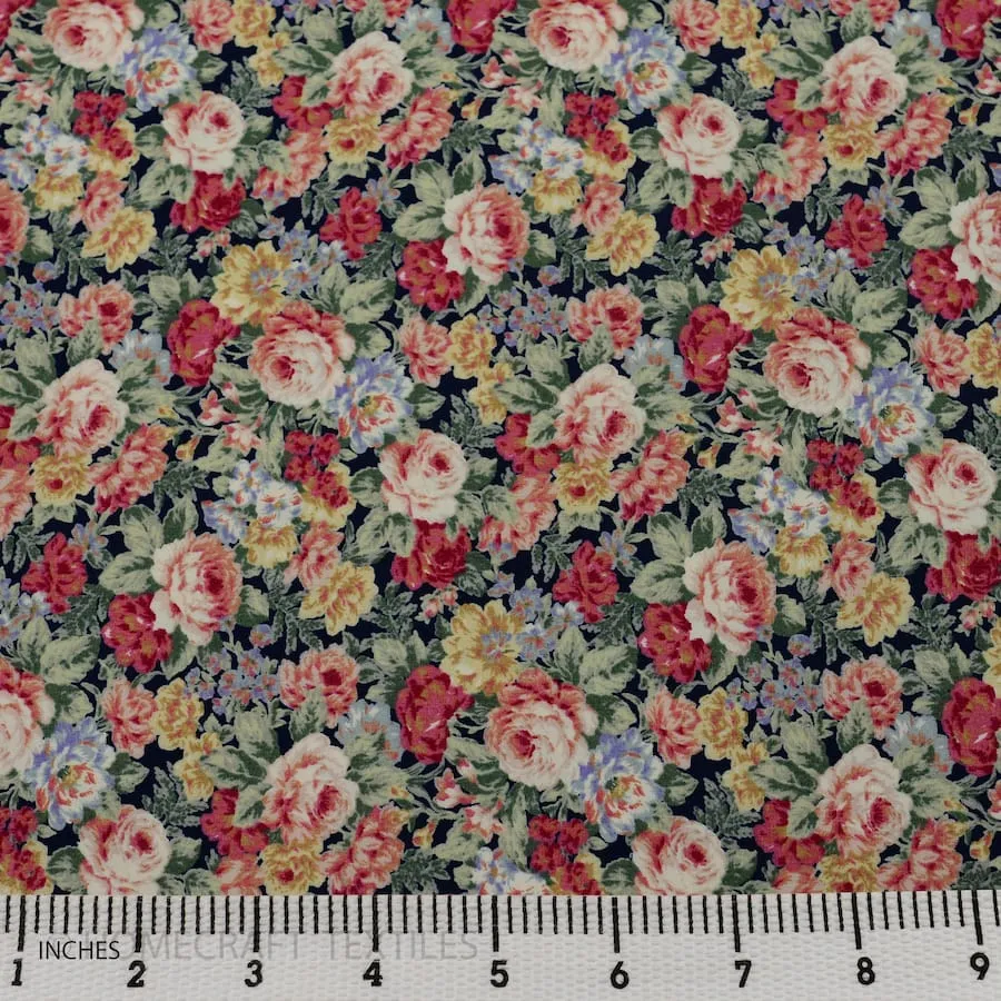 Teal Meadow Floral Cotton Print