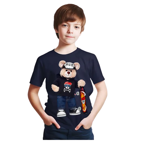 TEDDY BEAR SKATEBOARD KIDS T SHIRT