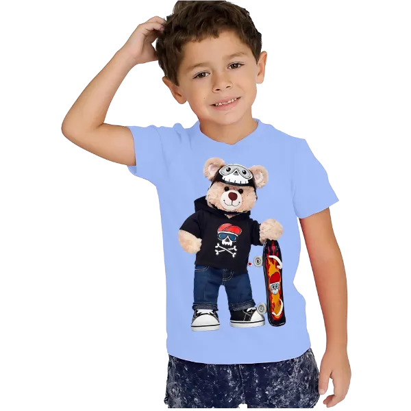 TEDDY BEAR SKATEBOARD KIDS T SHIRT