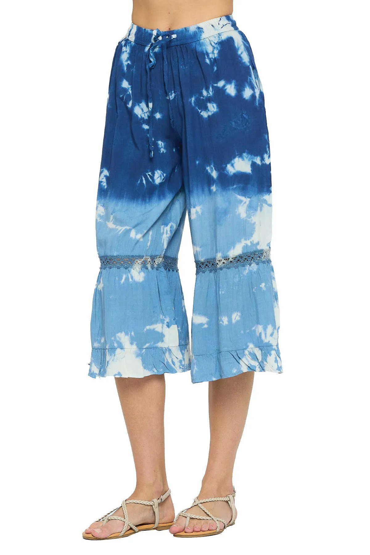 Tie Dye Pants Tiered Ruffle