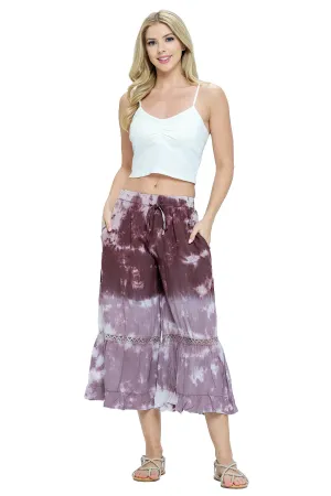 Tie Dye Pants Tiered Ruffle