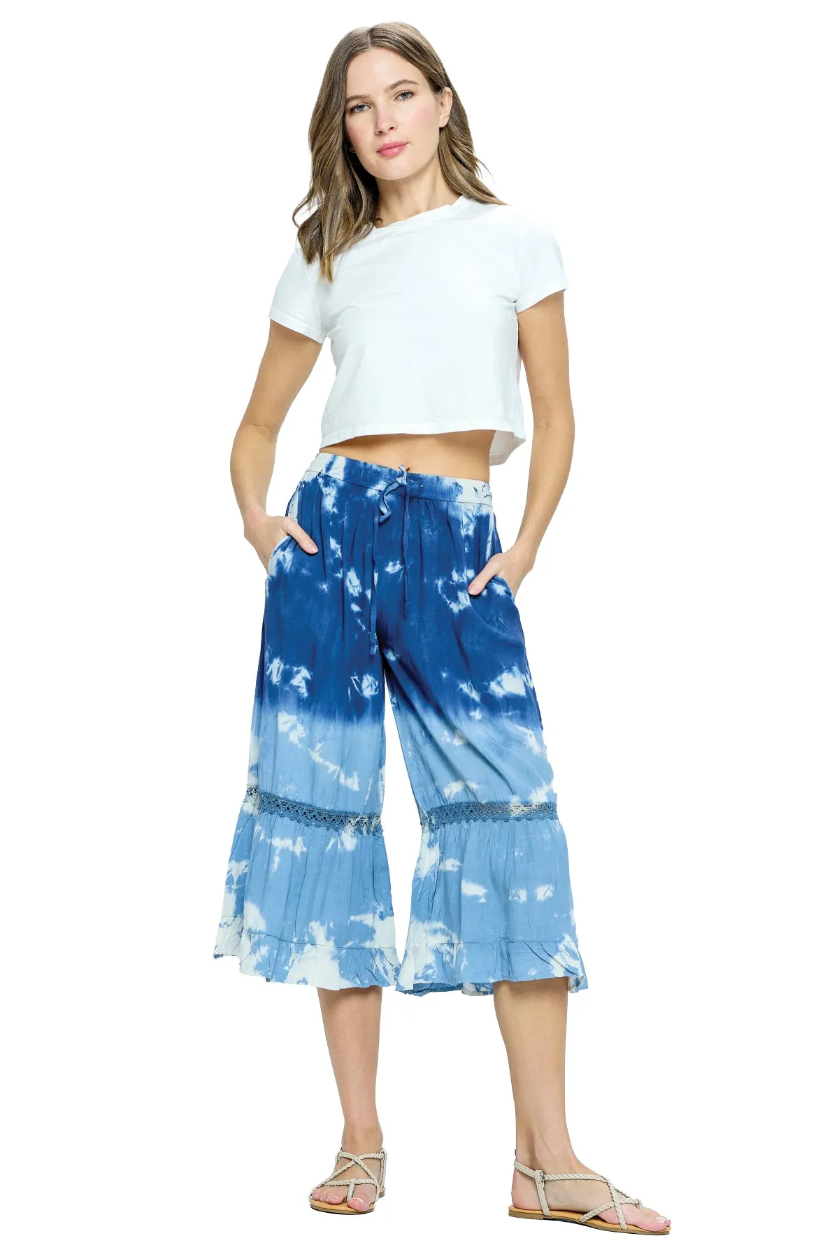 Tie Dye Pants Tiered Ruffle