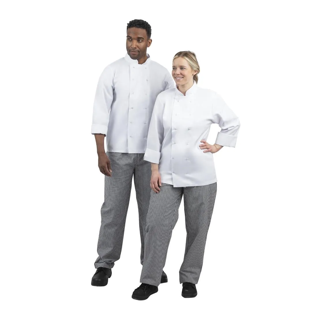 Whites Unisex Vegas Chefs Trousers Black and White Check L - DL712-L