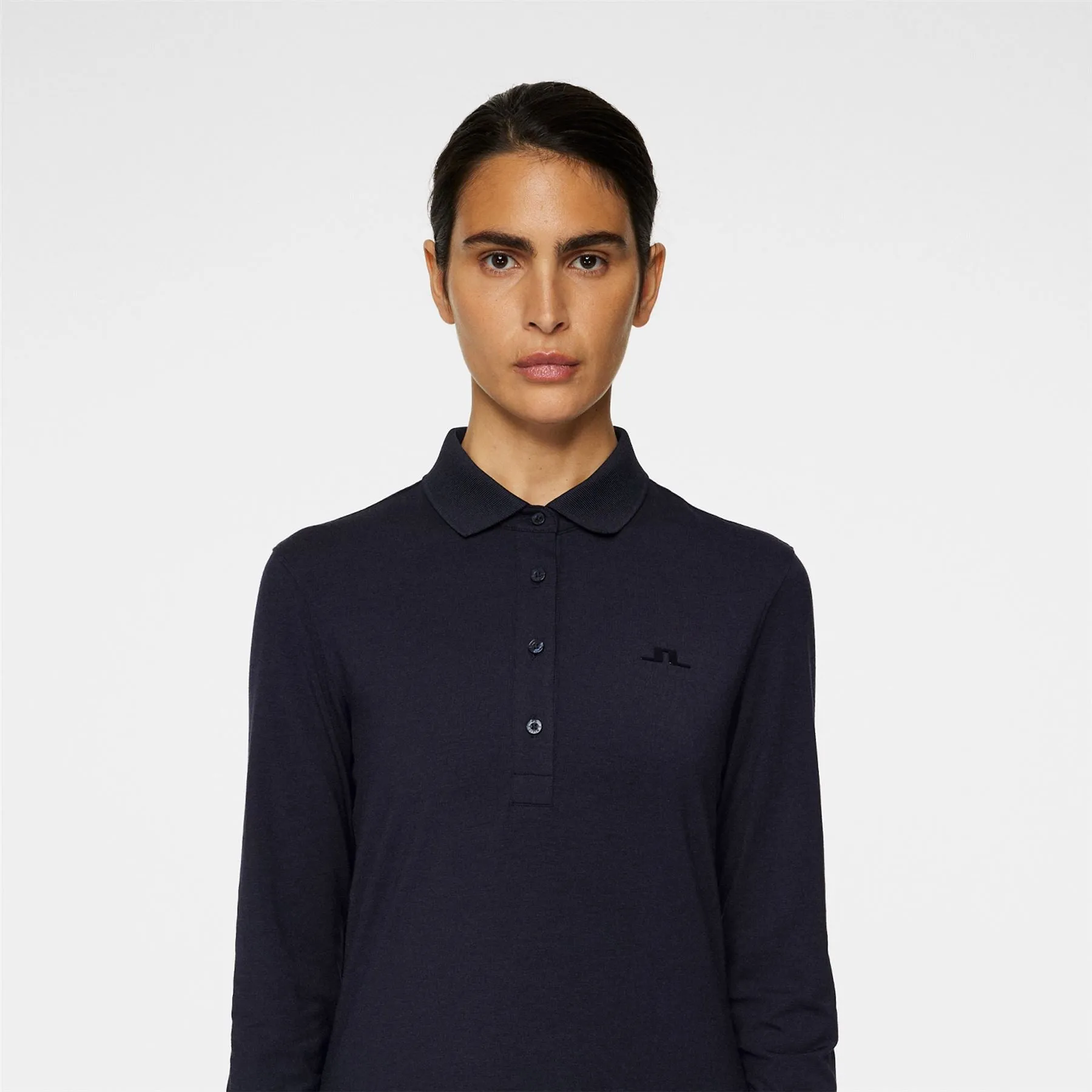 Womens Flor LS Soft Touch Polo Navy Melange - AW24