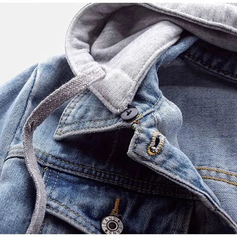 Women's Jackets Vintage Denim Jacket Women Autumn Coat Ripped Hooded Outerwear Coats Windbreaker Basic Boyfriend Female Jeans