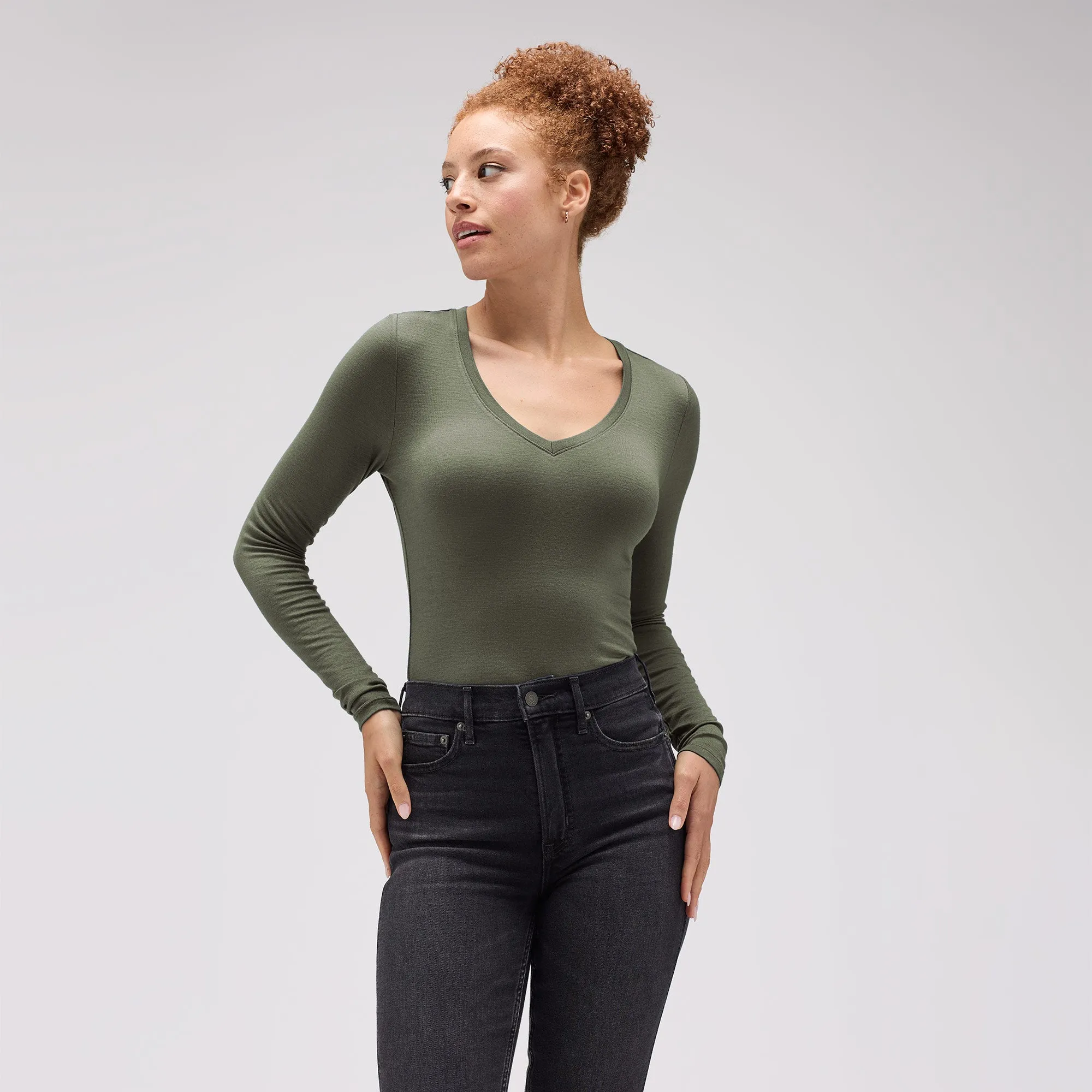 Women's Slim Merino Long Sleeve V-Neck