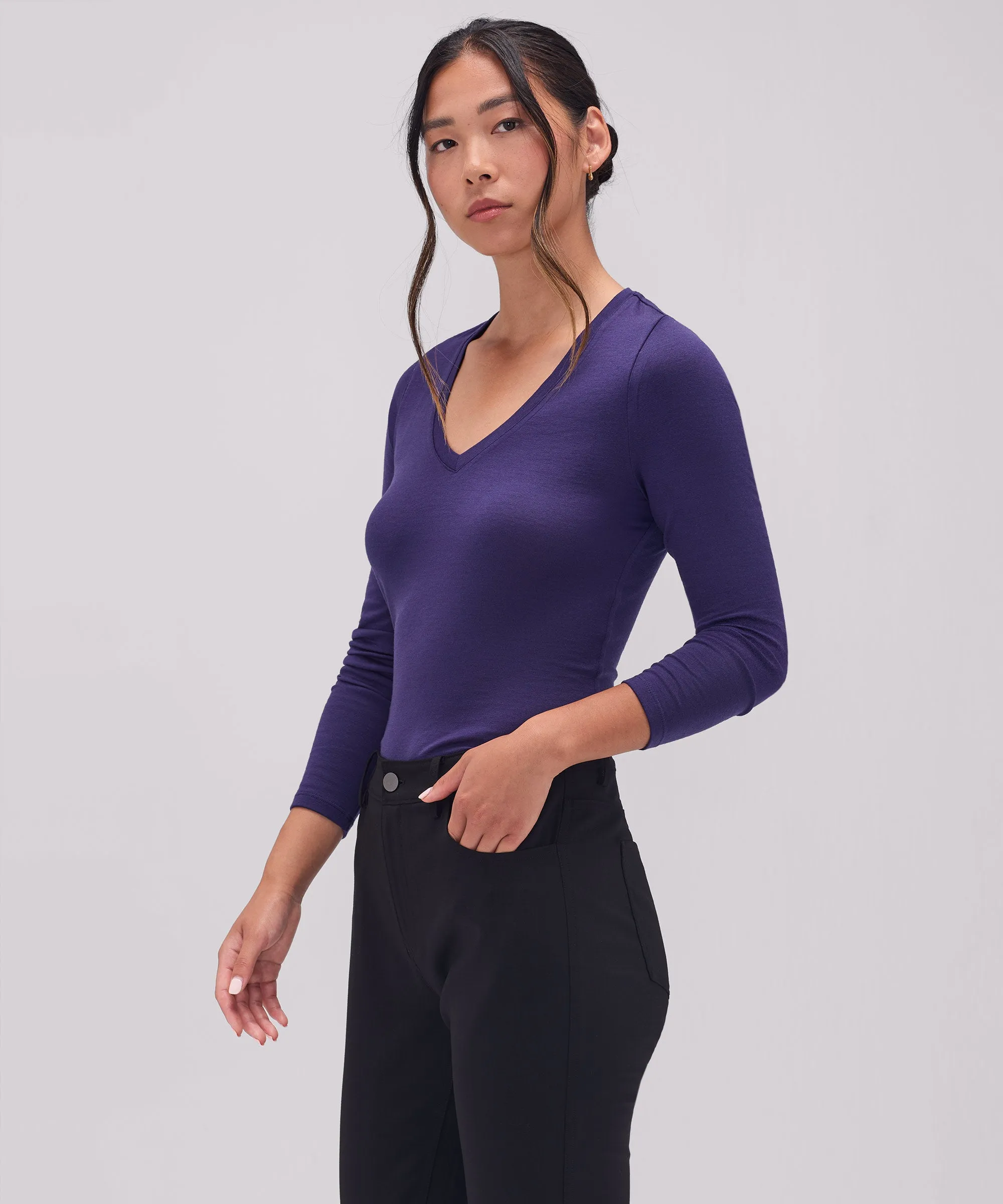 Women's Slim Merino Long Sleeve V-Neck