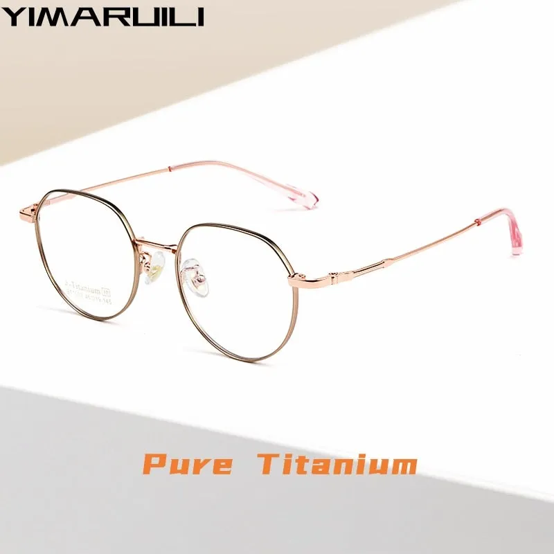 Yimaruli Unisex Full Rim Small Polygon Titanium Eyeglasses Bt1003m