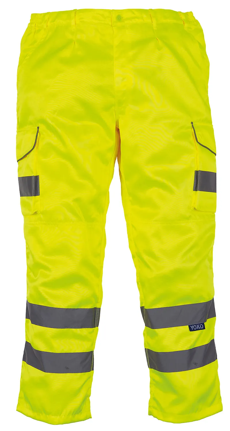 YK073 Hi-vis polycotton cargo trousers with knee pad pockets (HV018T/3M)