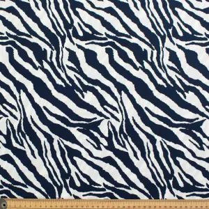 Zebra Print Navy & White Cotton Print